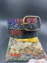 Stamped Leather Belt - Mountains