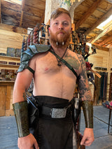 Stamped Leather Pauldrons -Skulls