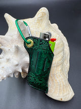 Stamped Leather Lighter Case - Jade Cicada