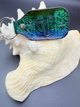 Stamped Leather Keychain - Jade Cicada