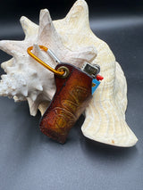 Stamped Leather Lighter Case - Mushrooms