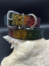 Stamped Leather Dog Collar - Medium 1 1/2” Wide