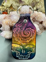 Stamped Leather Keychain - Tentacles