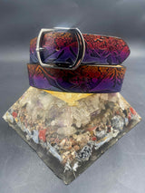 Stamped Leather Belt - Mountains