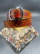 Stamped Leather Belt - Mountains