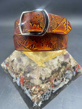 Stamped Leather Belt - Mountains