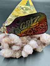 Stamped Leather Keychain - Griz