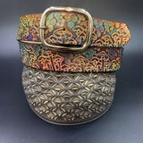 Stamped Leather Belt - Mushrooms