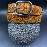 Stamped Leather Belt - Mushrooms