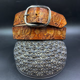 Stamped Leather Belt - Wolf