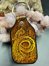 Stamped Leather Keychain - Tentacles
