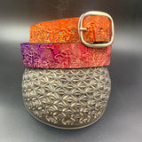 Stamped Leather Belt - Mushrooms