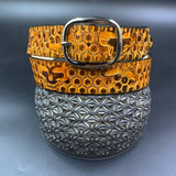 Stamped Leather Belt - Grateful Geometry