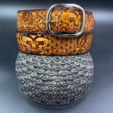 Stamped Leather Belt - Grateful Geometry