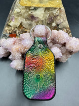 Stamped Leather Keychain - Peacock Feather