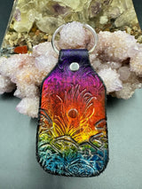 Stamped Leather Keychain - Peacock Feather
