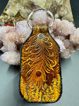 Stamped Leather Keychain - Peacock Feather
