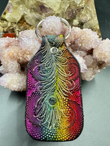 Stamped Leather Keychain - Peacock Feather