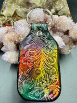 Stamped Leather Keychain - Peacock Feather