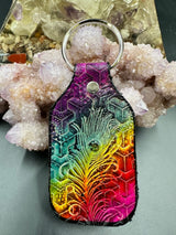 Stamped Leather Keychain - Peacock Feather