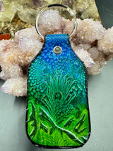 Stamped Leather Keychain - Peacock Feather