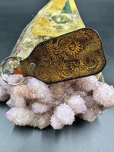 Stamped Leather Keychain - Orange Sunshine Window Pane