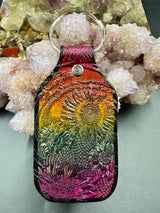Stamped Leather Keychain - Flowers