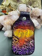 Stamped Leather Keychain - Elephant