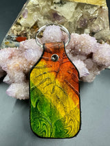 Stamped Leather Keychain - Monstera Leaf Large