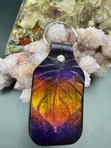 Stamped Leather Keychain - Monstera Leaf Large