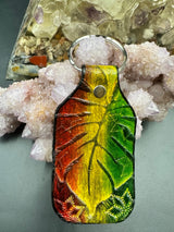 Stamped Leather Keychain - Monstera Leaf Large