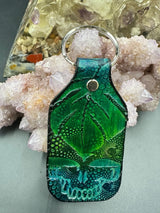 Stamped Leather Keychain - Monstera Leaf Large