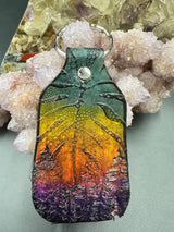 Stamped Leather Keychain - Monstera Leaf Large