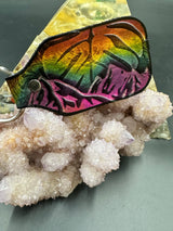 Stamped Leather Keychain - Monstera Leaf Large