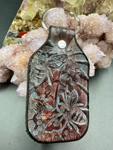 Stamped Leather Keychain - Monstera Leaf Large