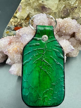 Stamped Leather Keychain - Monstera Leaf Large