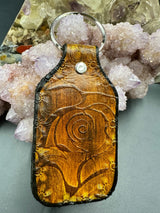 Stamped Leather Keychain - Large Rose