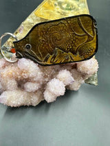 Stamped Leather Keychain - Large Rose