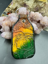 Stamped Leather Keychain - Large Rose