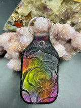 Stamped Leather Keychain - Large Rose