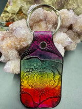 Stamped Leather Keychain - Large Rose