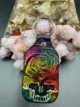 Stamped Leather Keychain - Grateful Large Stealie