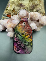 Stamped Leather Keychain - Flowers