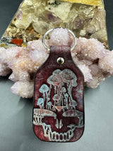 Stamped Leather Keychain -  4 Large Assorted Mushrooms