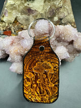 Stamped Leather Keychain -  4 Large Assorted Mushrooms