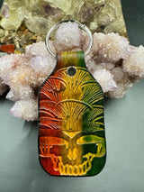 Stamped Leather Keychain - Grateful Large Stealie