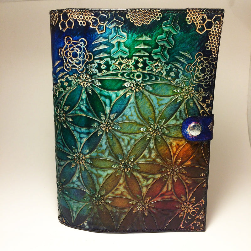 Carved Leather Journal - Sacred Geometry Flower of Life
