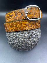 Stamped Leather Belt - Grateful