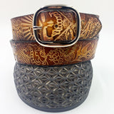 Stamped Leather Belt - Grateful