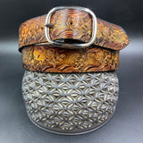 Stamped Leather Belt - Wolf